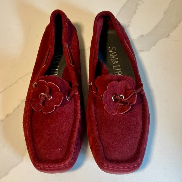 Sam & Libby Red Suede Loafers Size 7.5 - Picture 3 of 13
